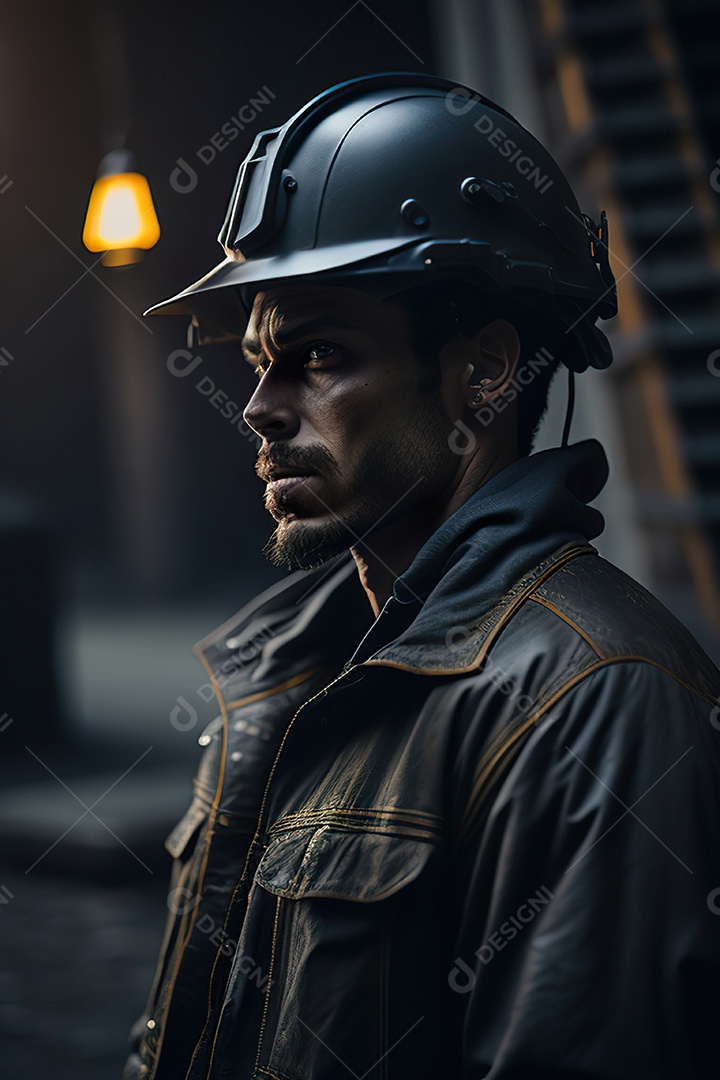 Homem trabalhador em uma cidade.