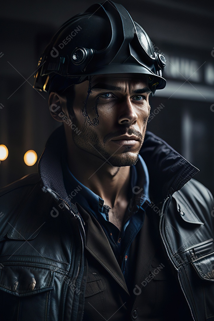 Homem trabalhador em uma cidade.