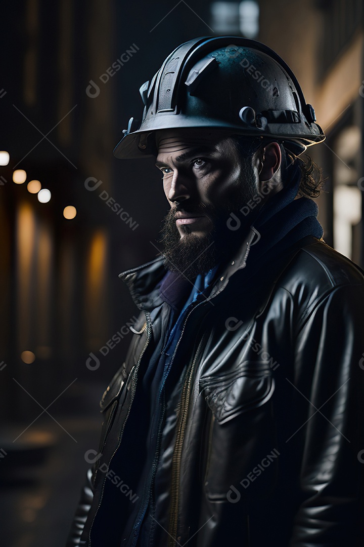 Homem trabalhador em uma cidade.