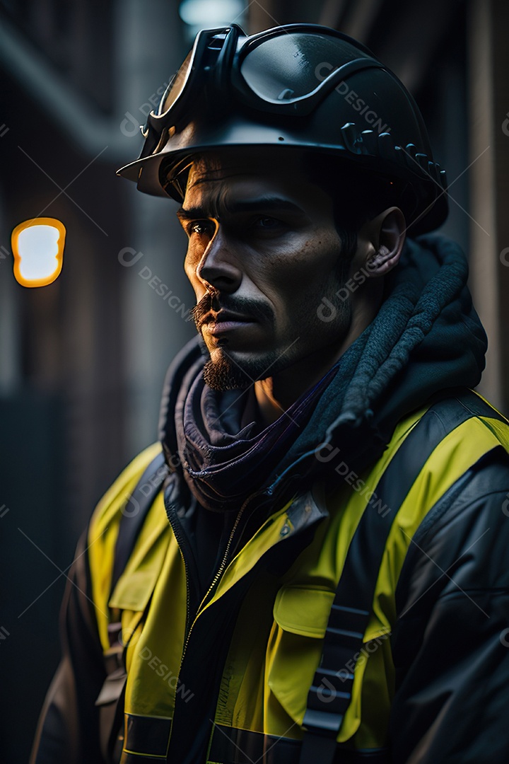 Homem trabalhador em uma cidade.