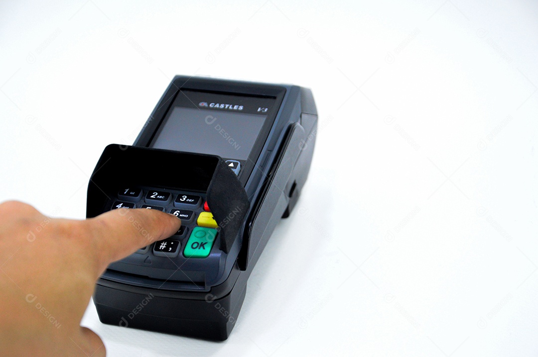 Máquina de cartão em fundo branco