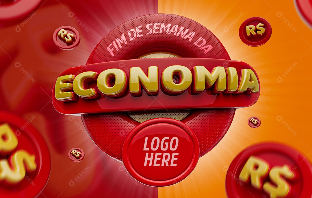 Selo 3D FIM DE SEMANA DA ECONOMIA  Social Media PSD