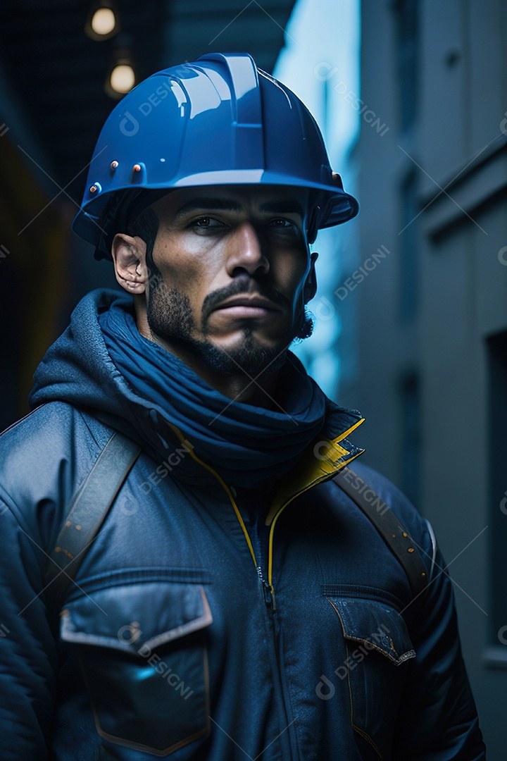 Homem trabalhador em uma cidade.