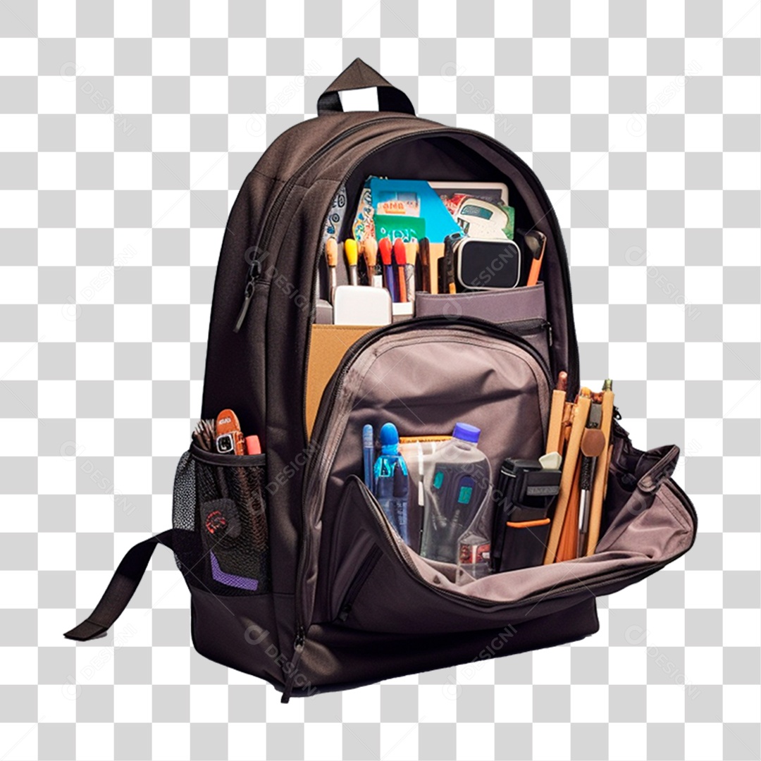 Elemento 3D Mochila de Estudo PNG Transparente