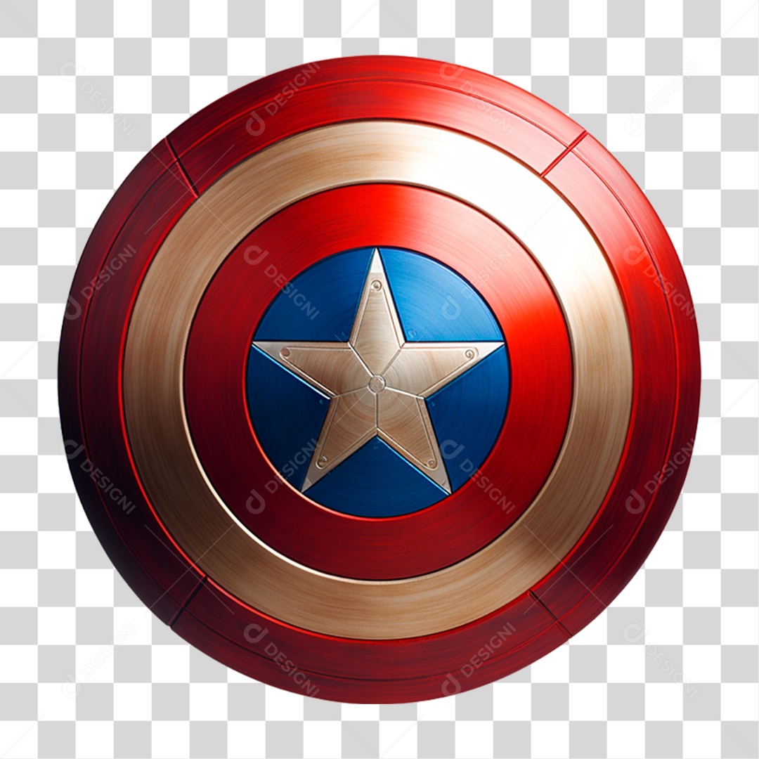 Elemento 3D Escudo Capitão América PNG Transparente
