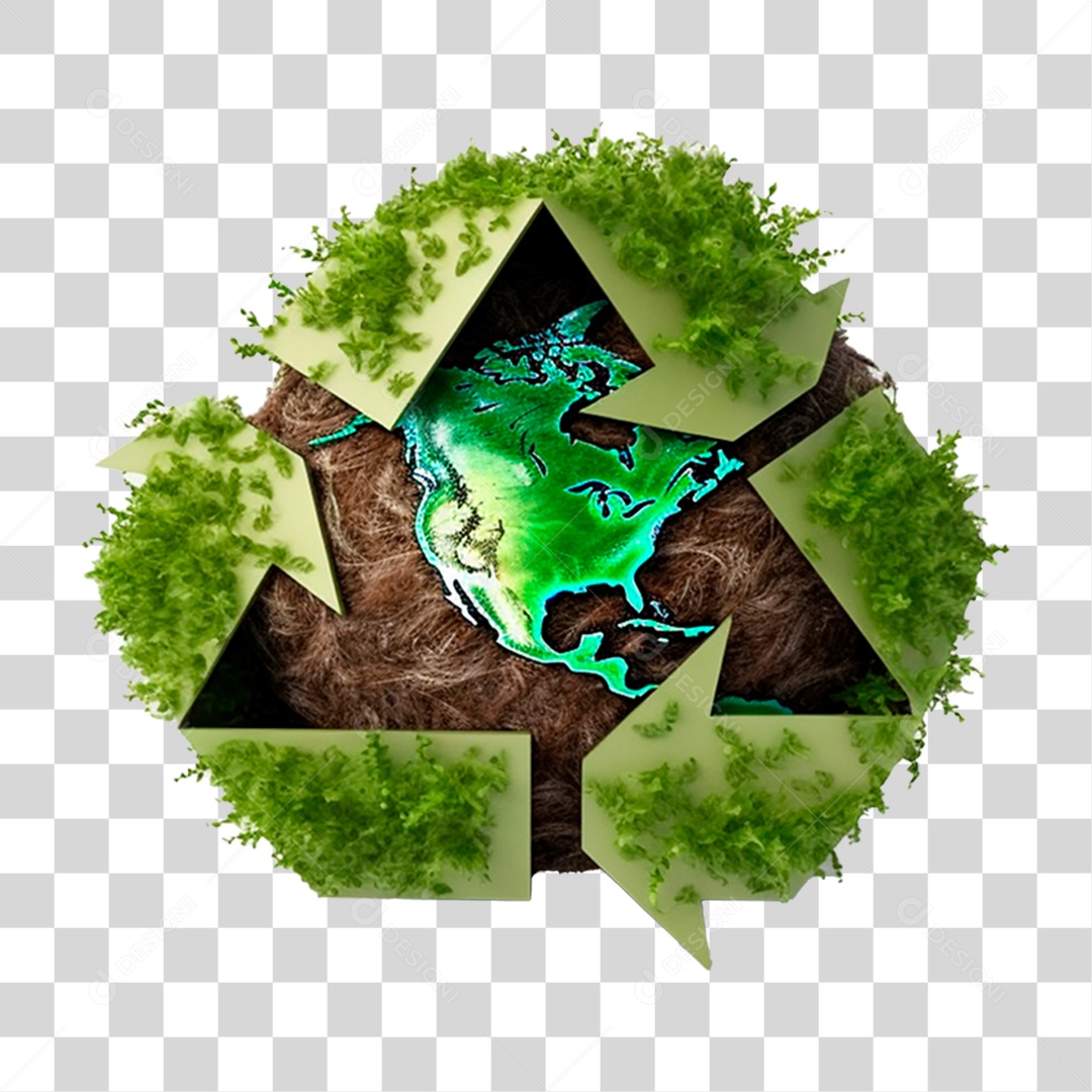Elemento 3D Globo Reciclagem PNG Transparente
