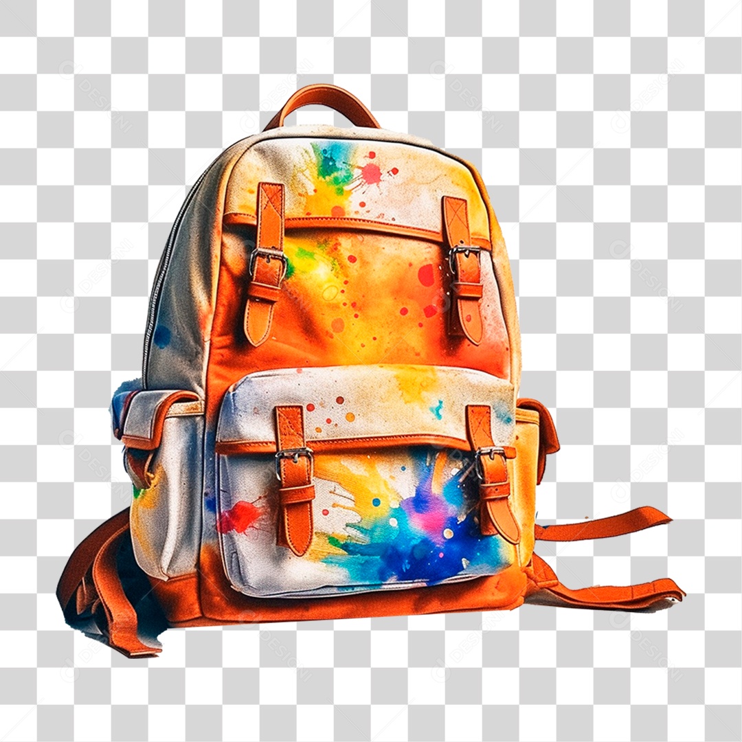 Elemento 3D Bolsa Colorida e Suja de Tinta PNG Transparente