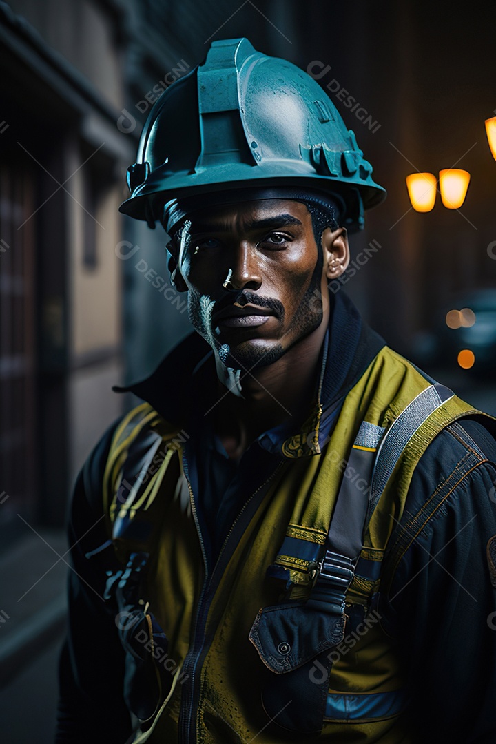 Homem trabalhador em uma cidade.