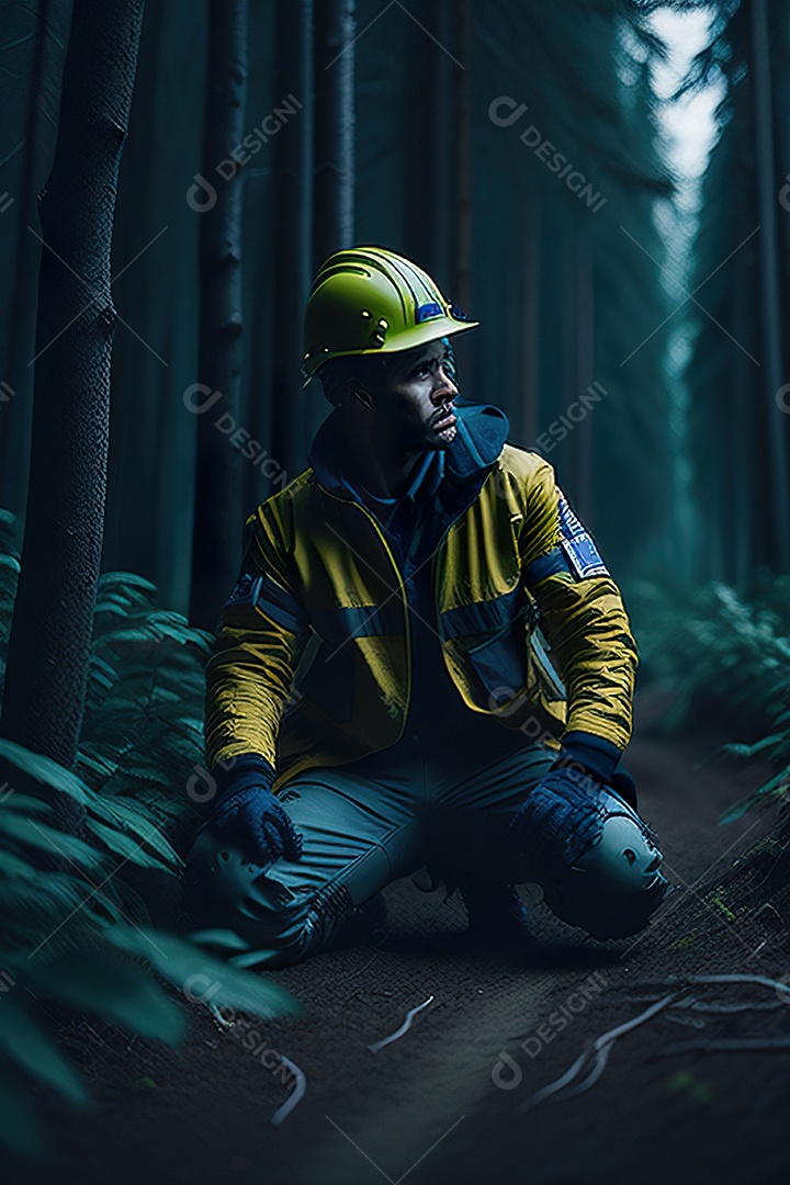 Homem trabalhador em uma cidade.