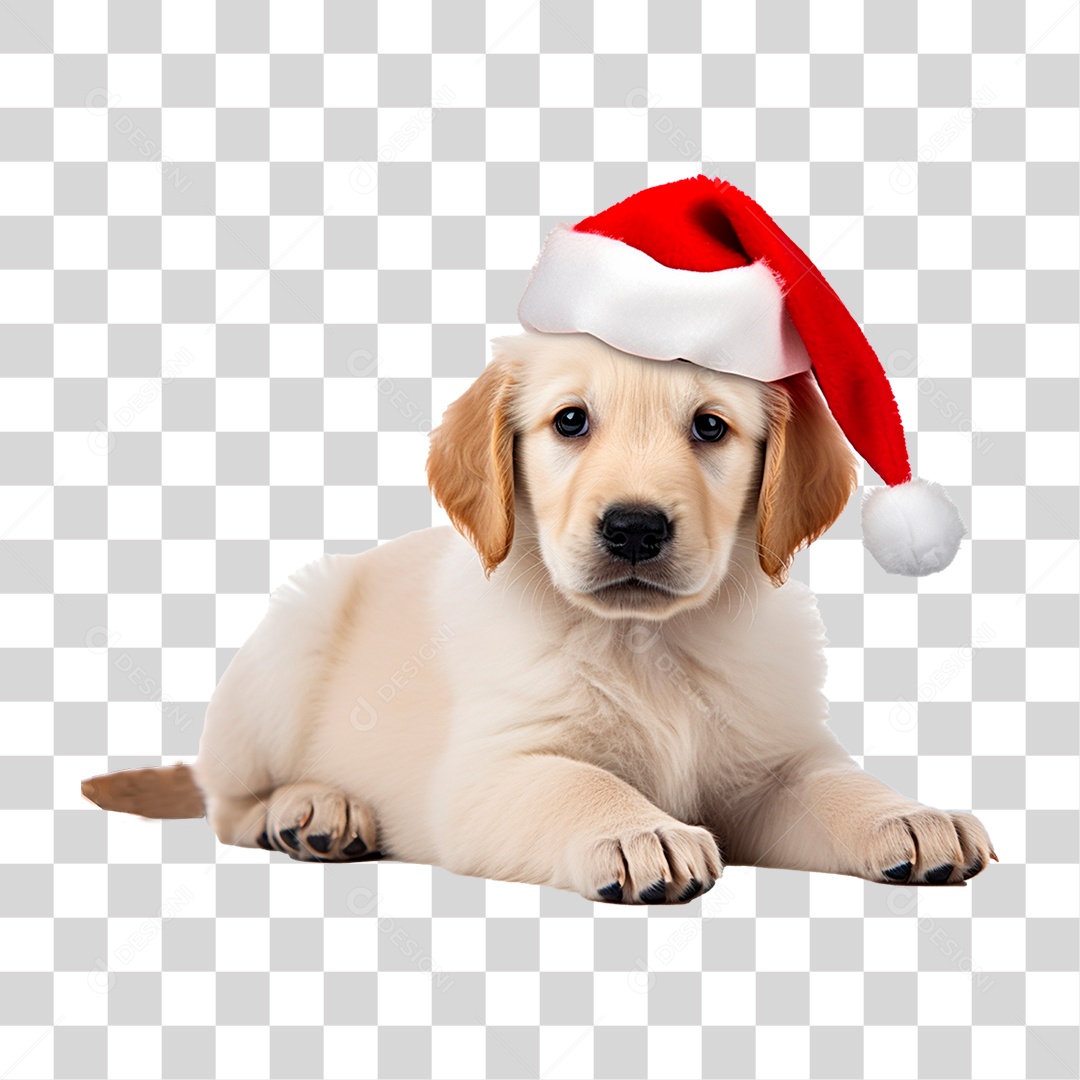 Elemento 3D Cachorro com Gorro de Natal