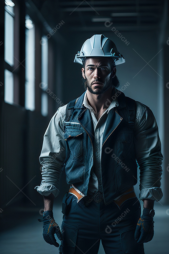 Homem trabalhador em uma cidade.