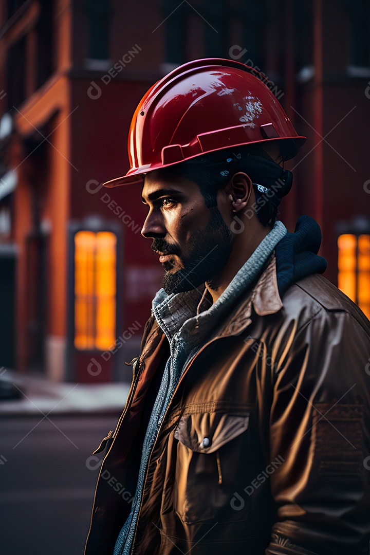 Homem trabalhador em uma cidade.