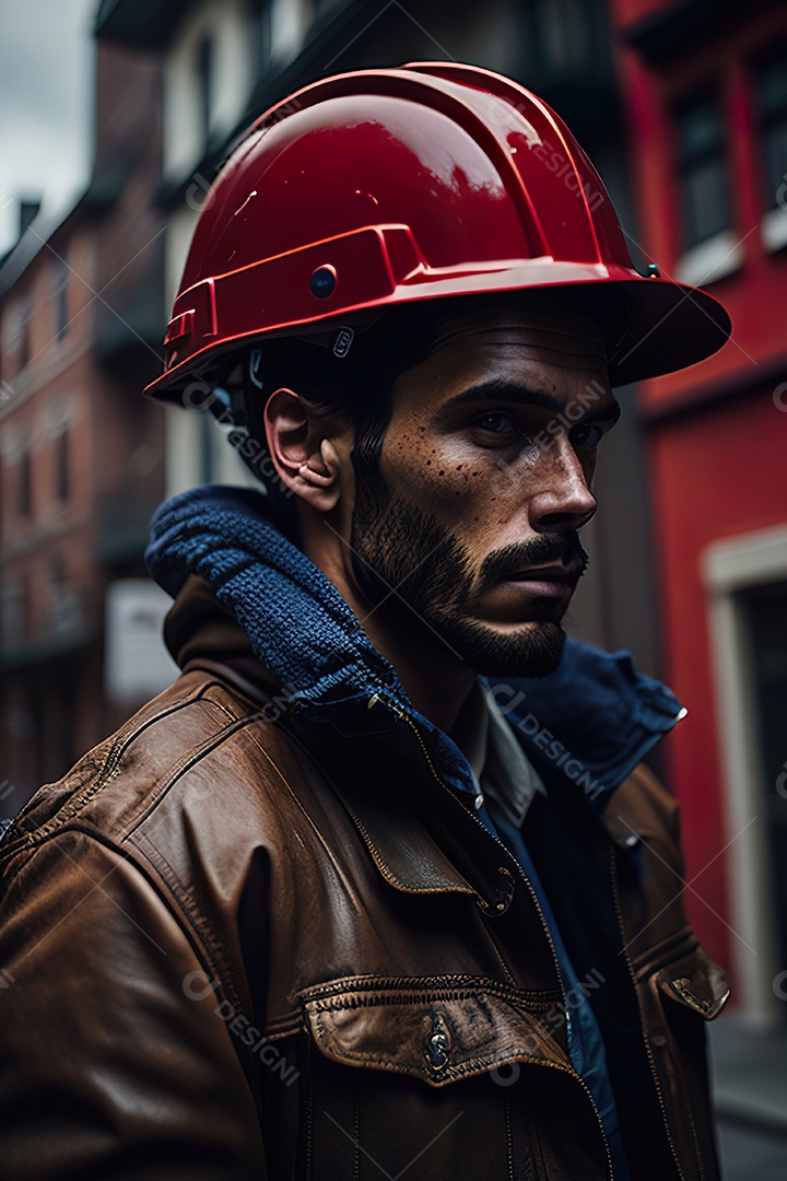 Homem trabalhador em uma cidade.