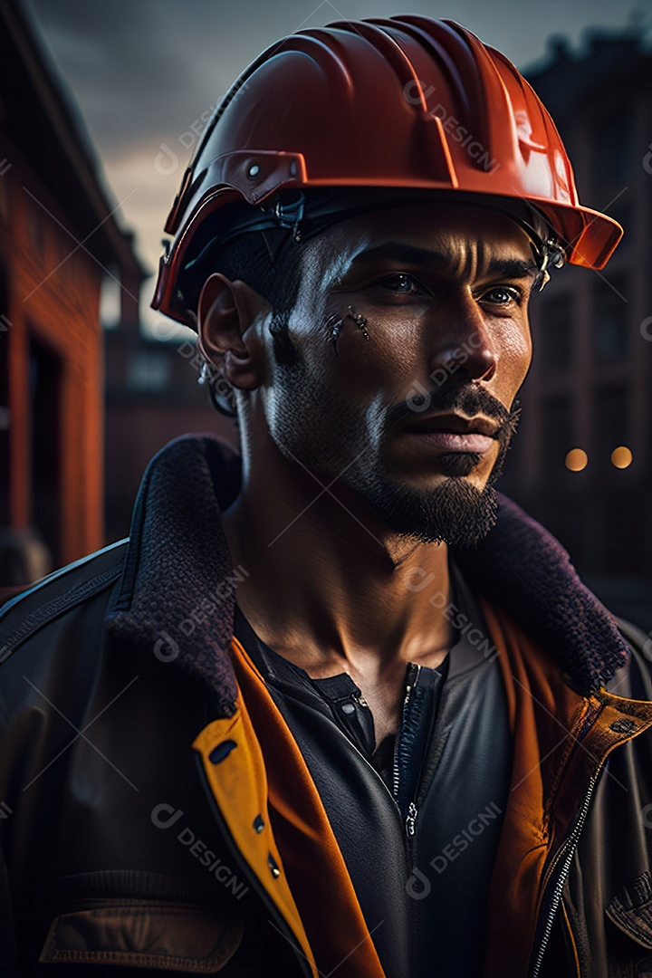 Homem trabalhador em uma cidade.