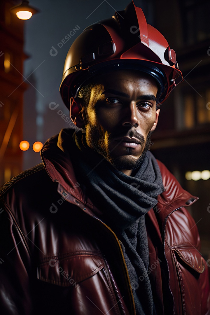 Homem trabalhador em uma cidade.