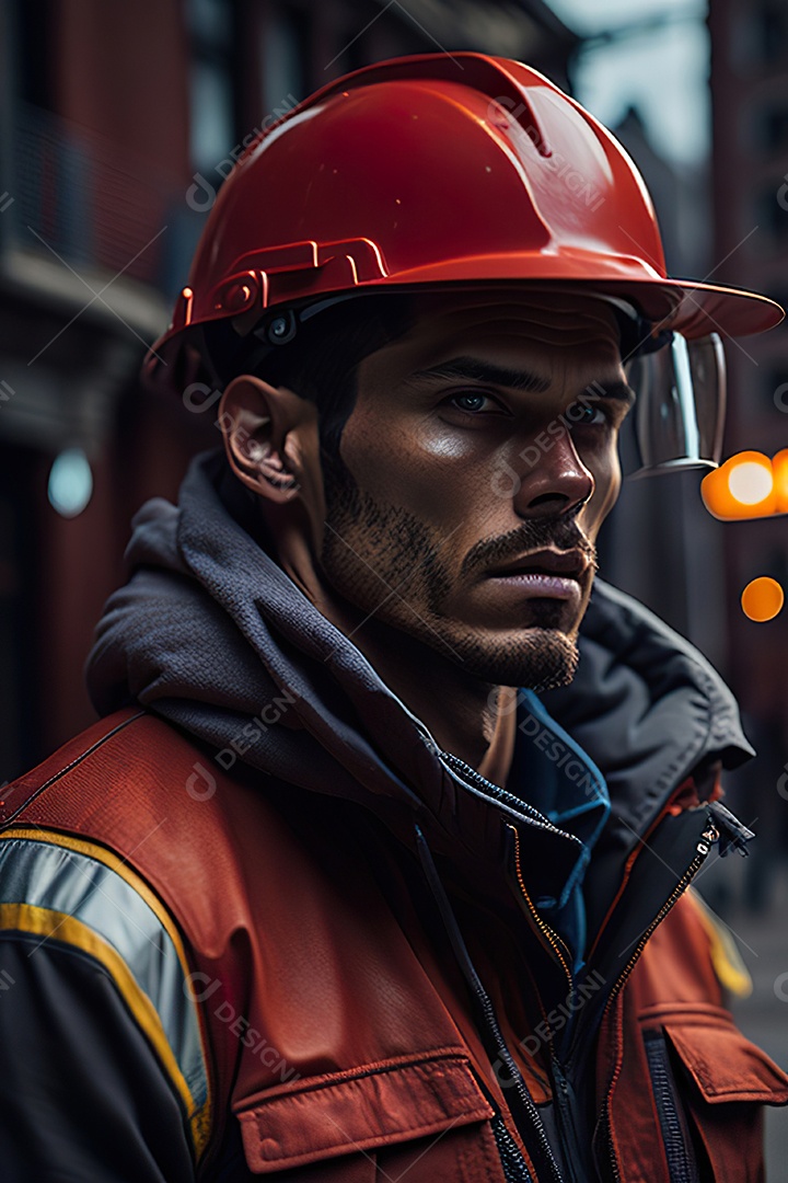 Homem trabalhador em uma cidade.