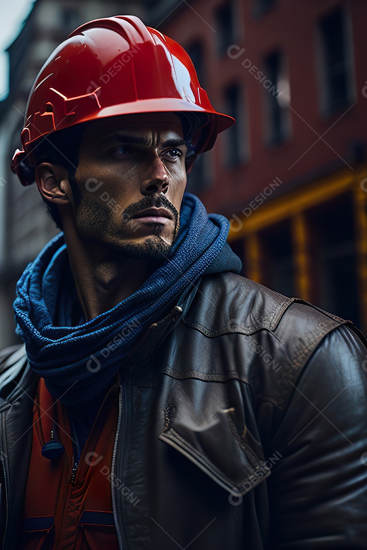 Homem trabalhador em uma cidade.