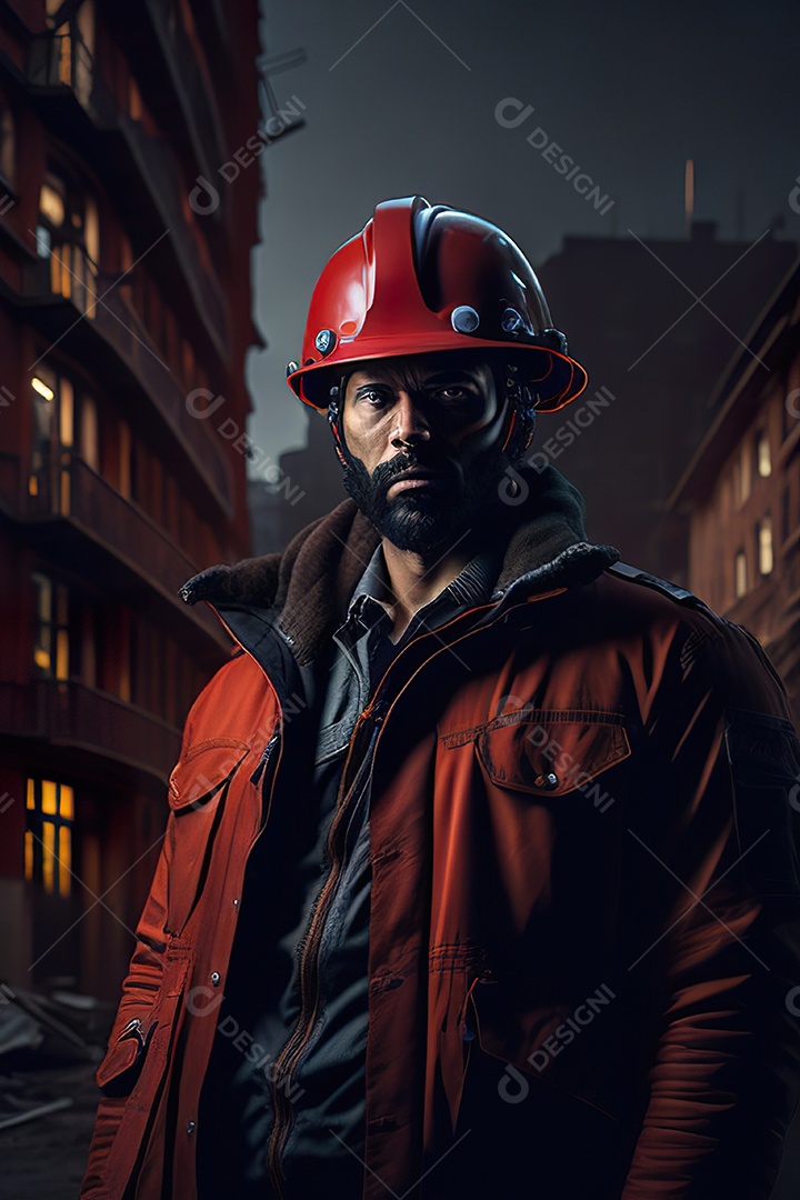 Homem trabalhador em uma cidade.