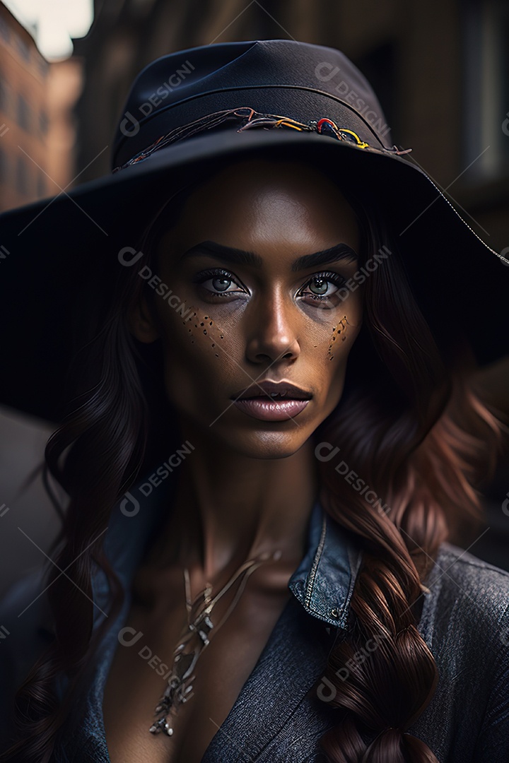 Mulher jovem linda andando sobre rua.