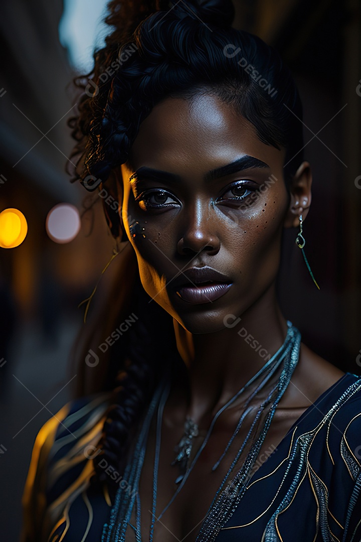 Mulher jovem linda andando sobre rua.