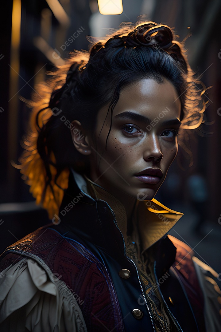 Mulher jovem linda andando sobre rua.