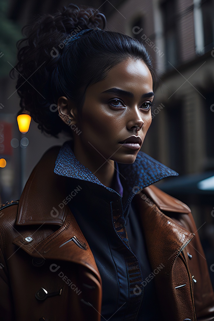 Mulher jovem linda andando sobre rua.