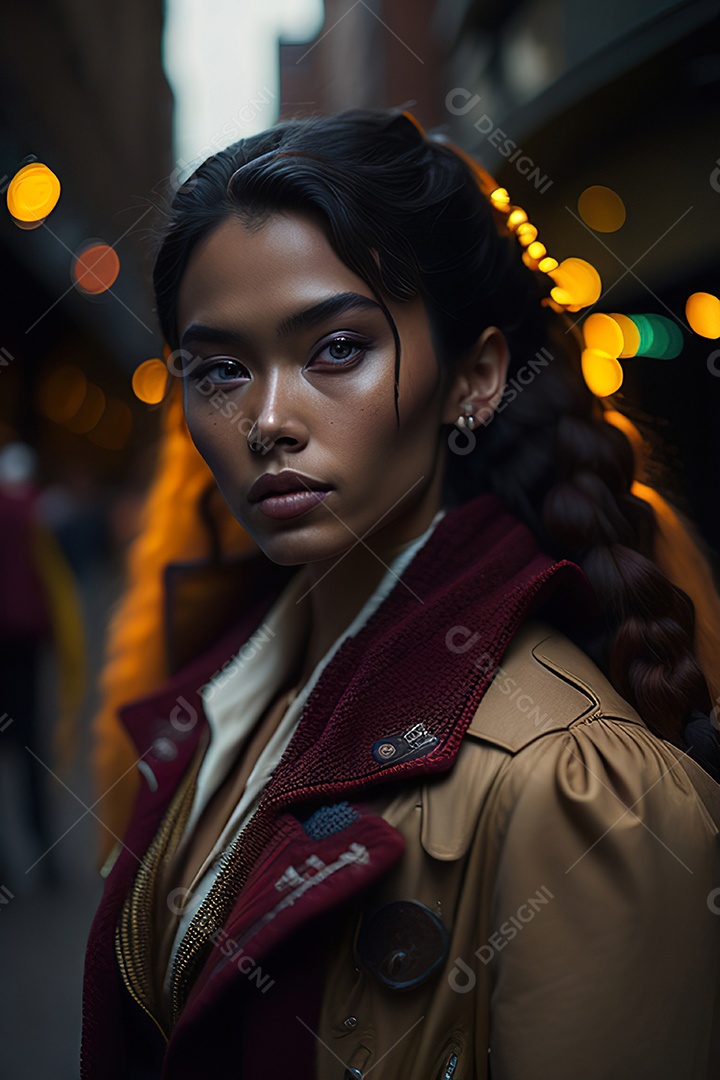 Mulher jovem linda andando sobre rua.