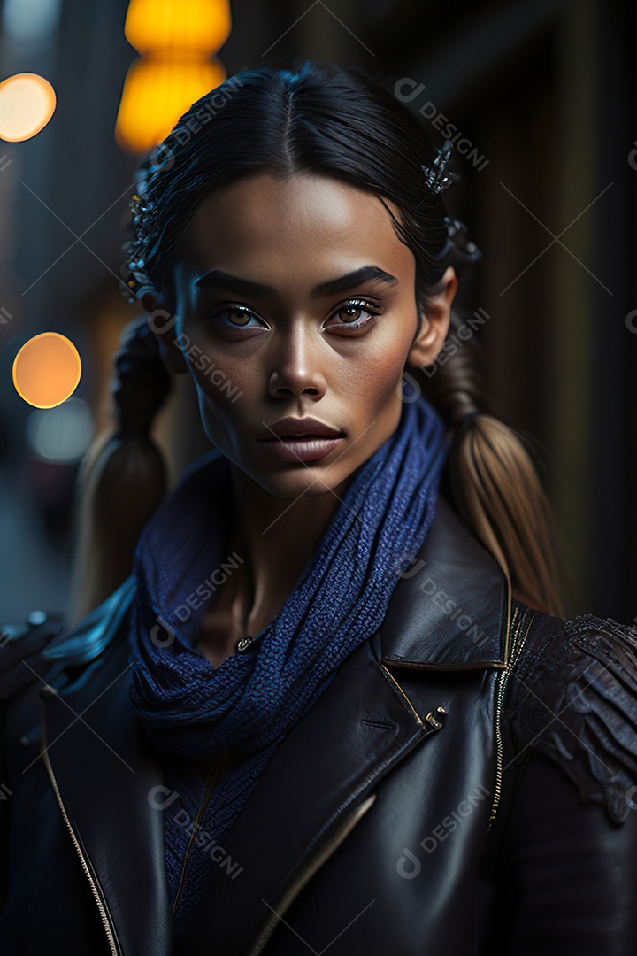 Mulher jovem linda andando sobre rua.