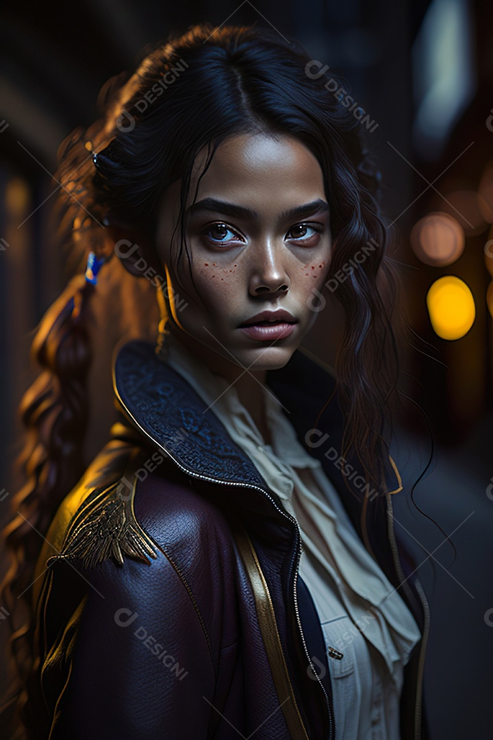 Mulher jovem linda andando sobre rua.