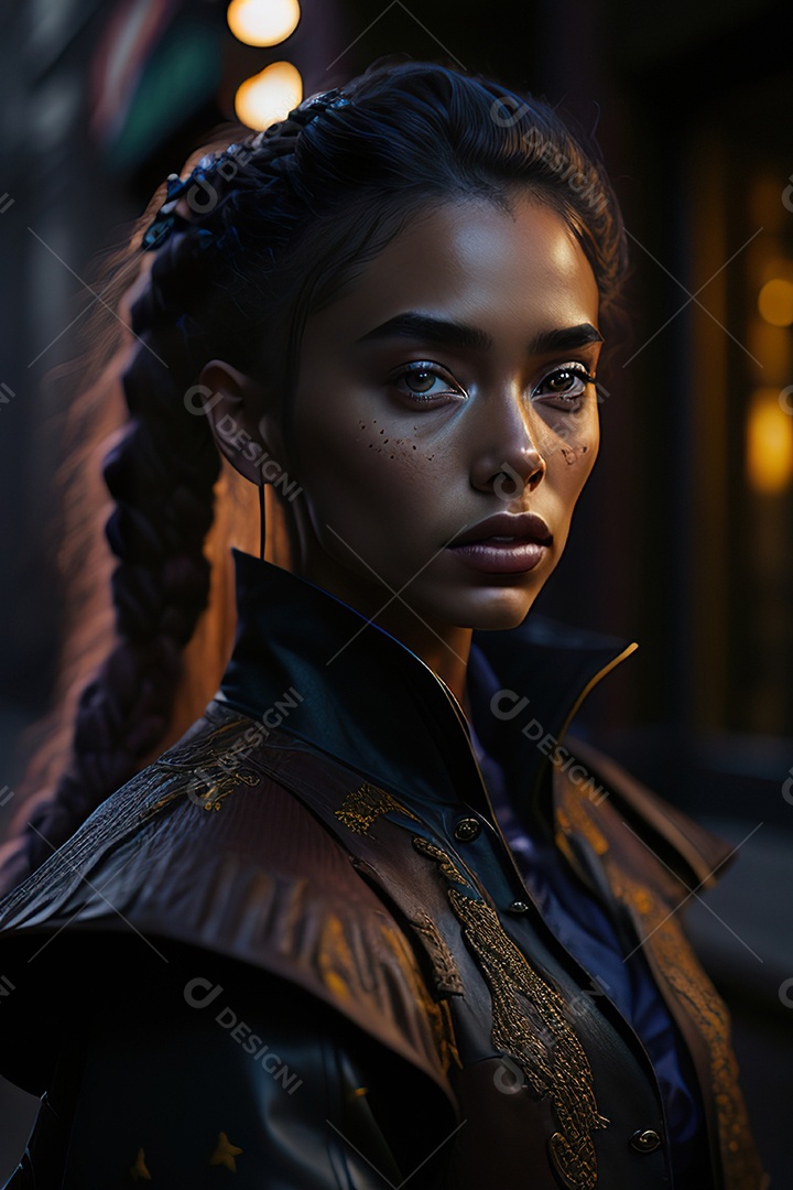 Mulher jovem linda andando sobre rua.