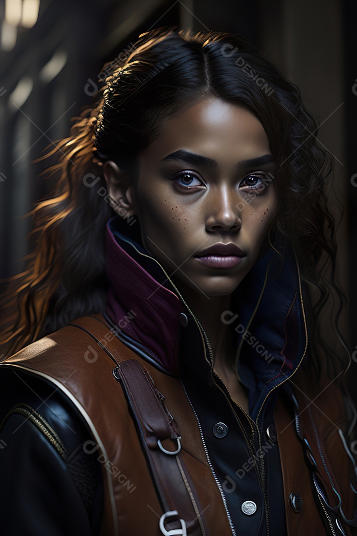 Mulher jovem linda andando sobre rua.