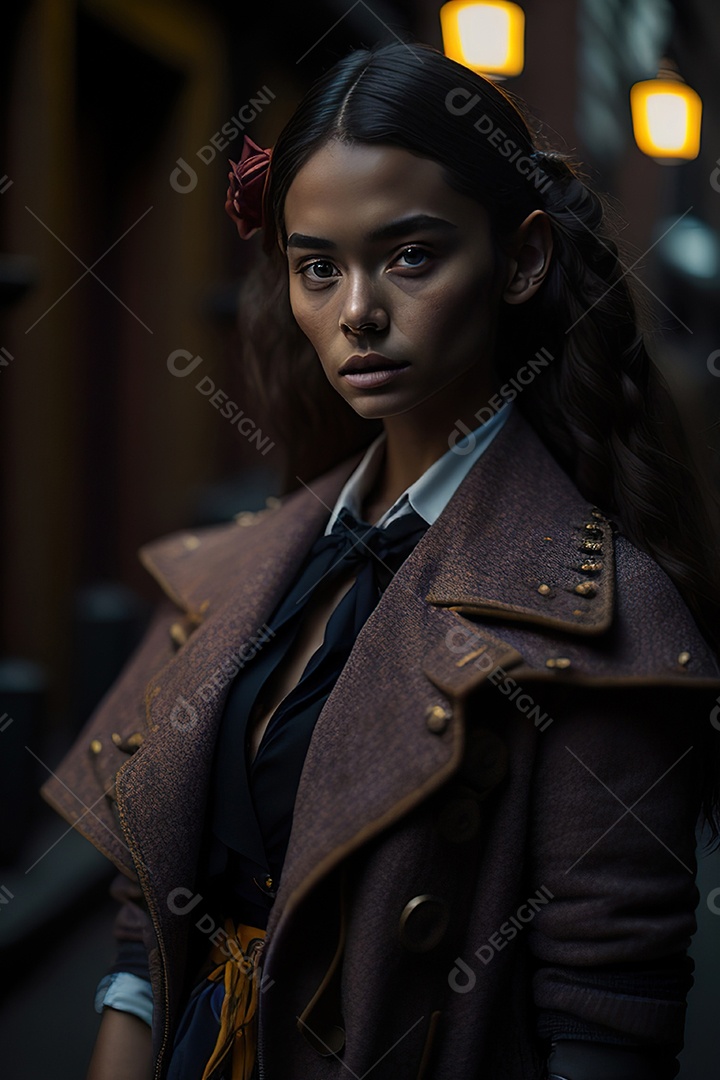 Mulher jovem linda andando sobre rua.