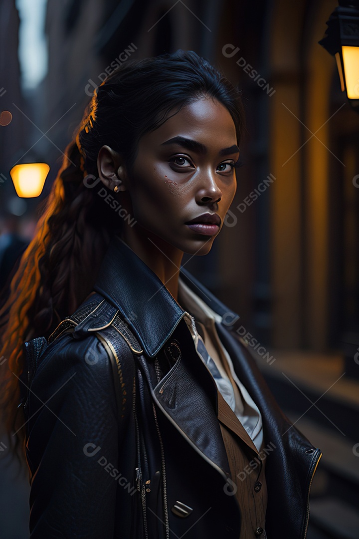 Mulher jovem linda andando sobre rua.