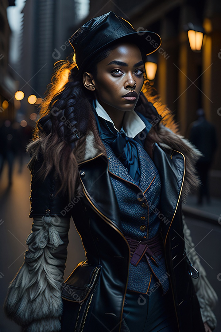 Mulher jovem linda andando sobre rua.