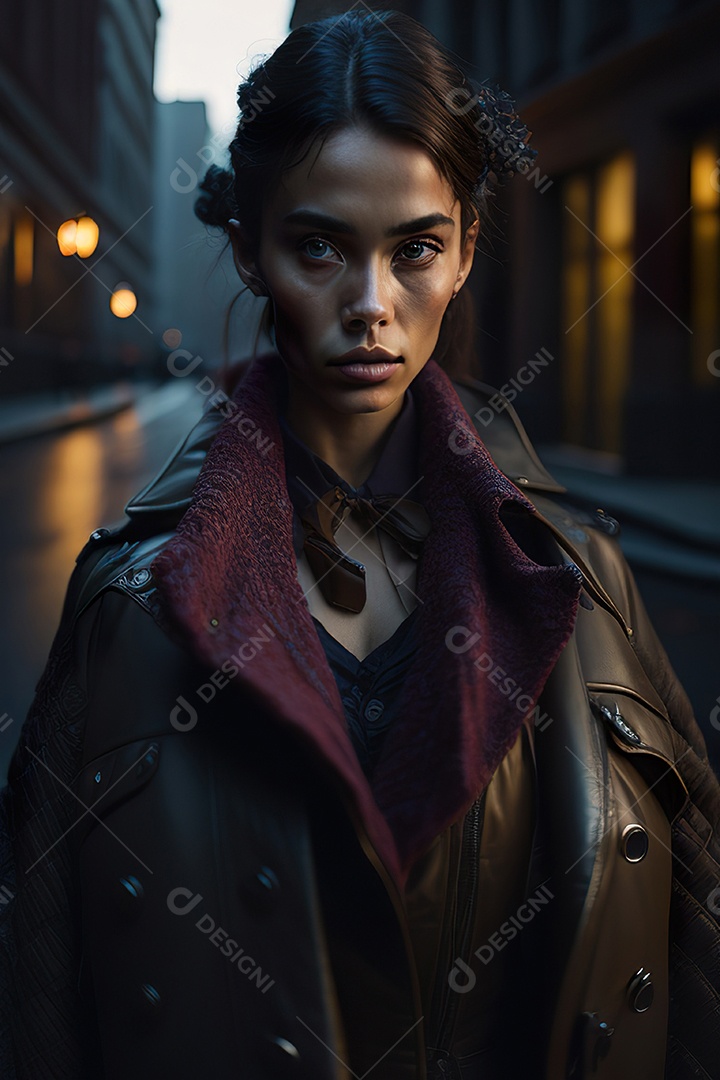 Mulher jovem linda andando sobre rua.