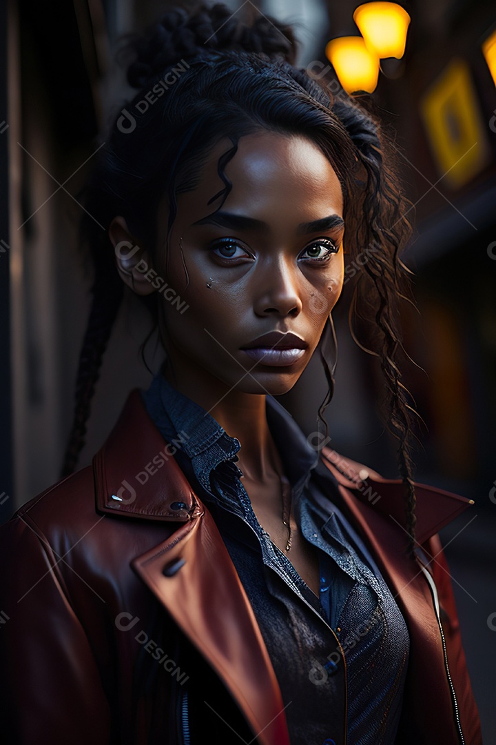 Mulher jovem linda andando sobre rua.