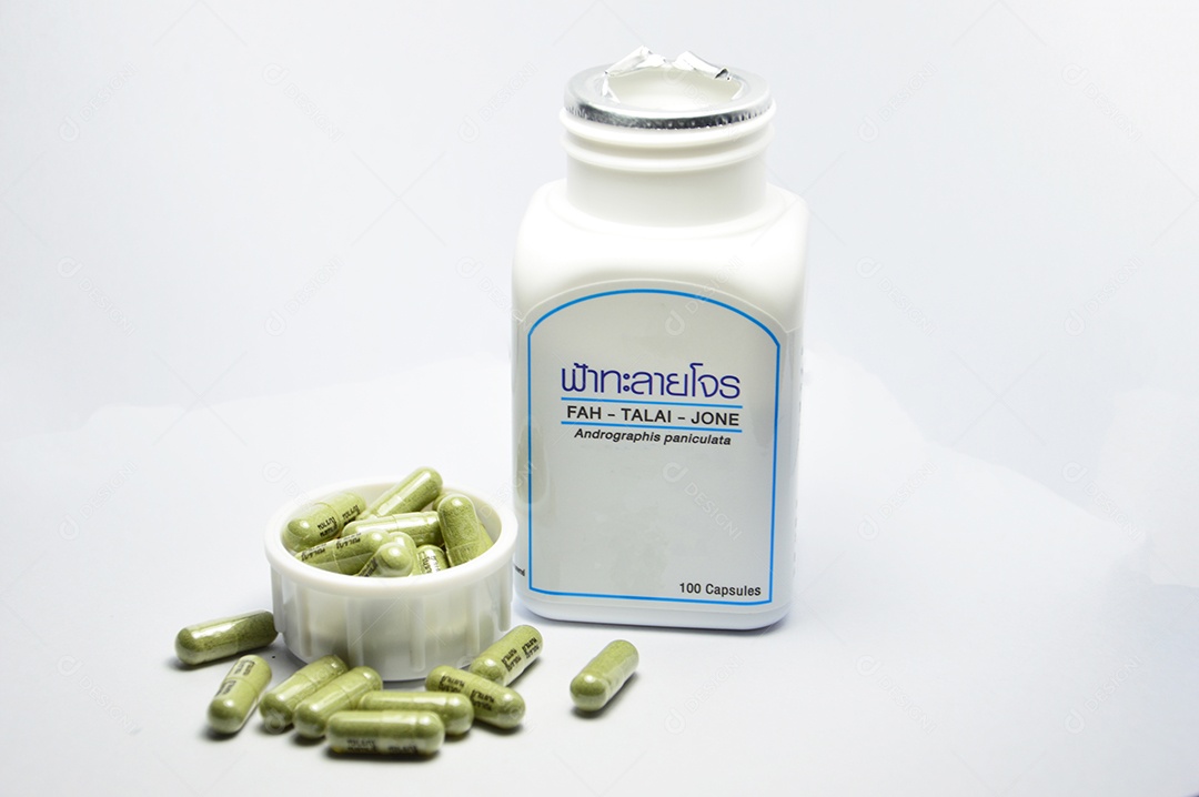 Frasco de cápsulas de medicamentos