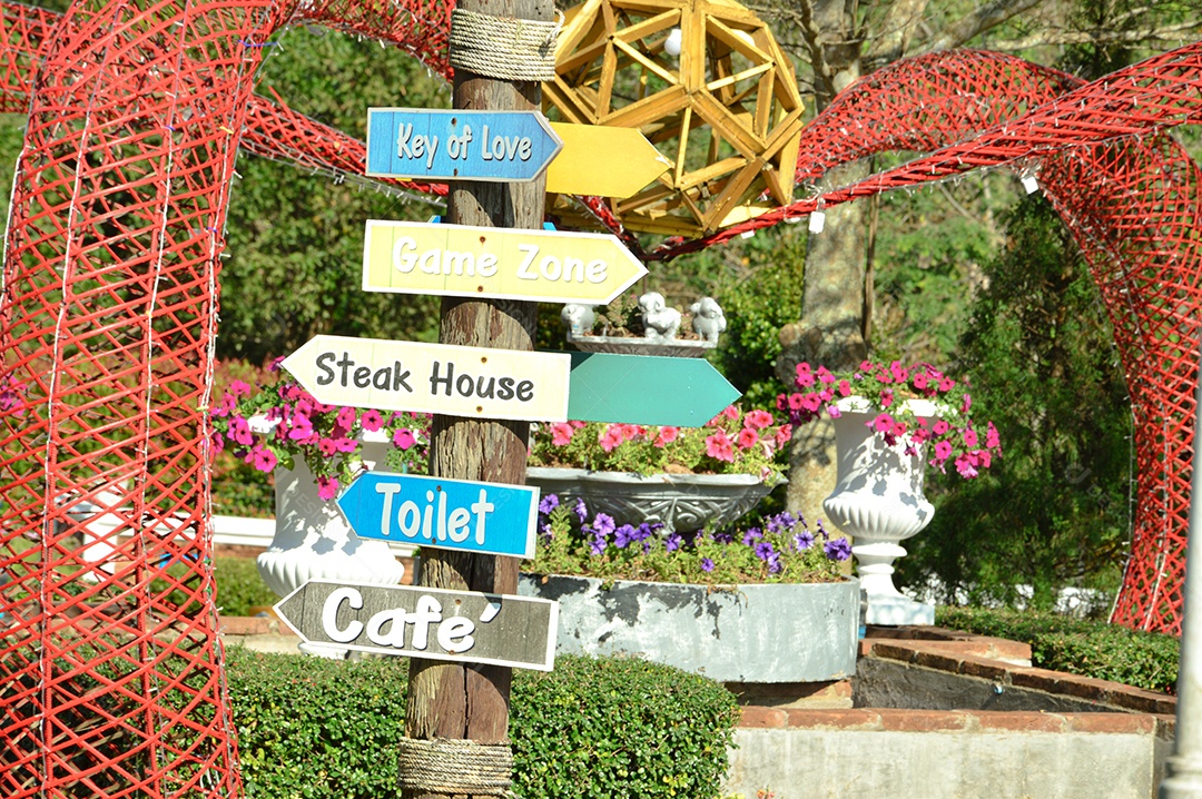 Placas de informações no parque