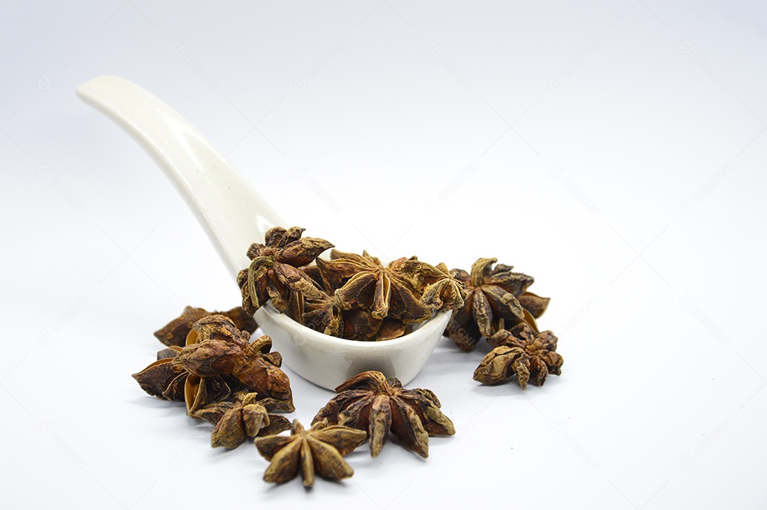 Anis estrelado sobre fundo branco