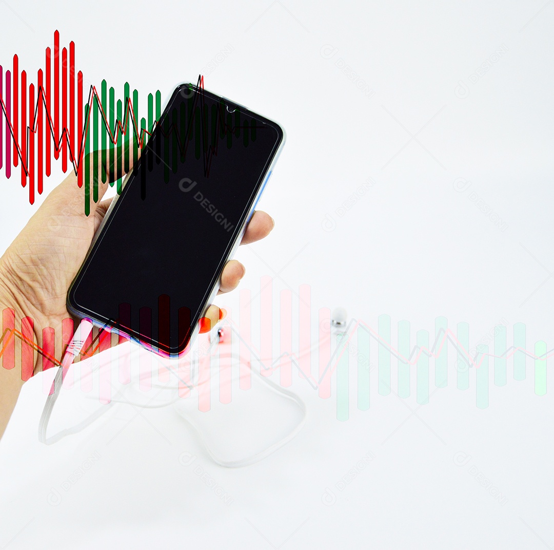 Um smartphone isolado de um fundo branco