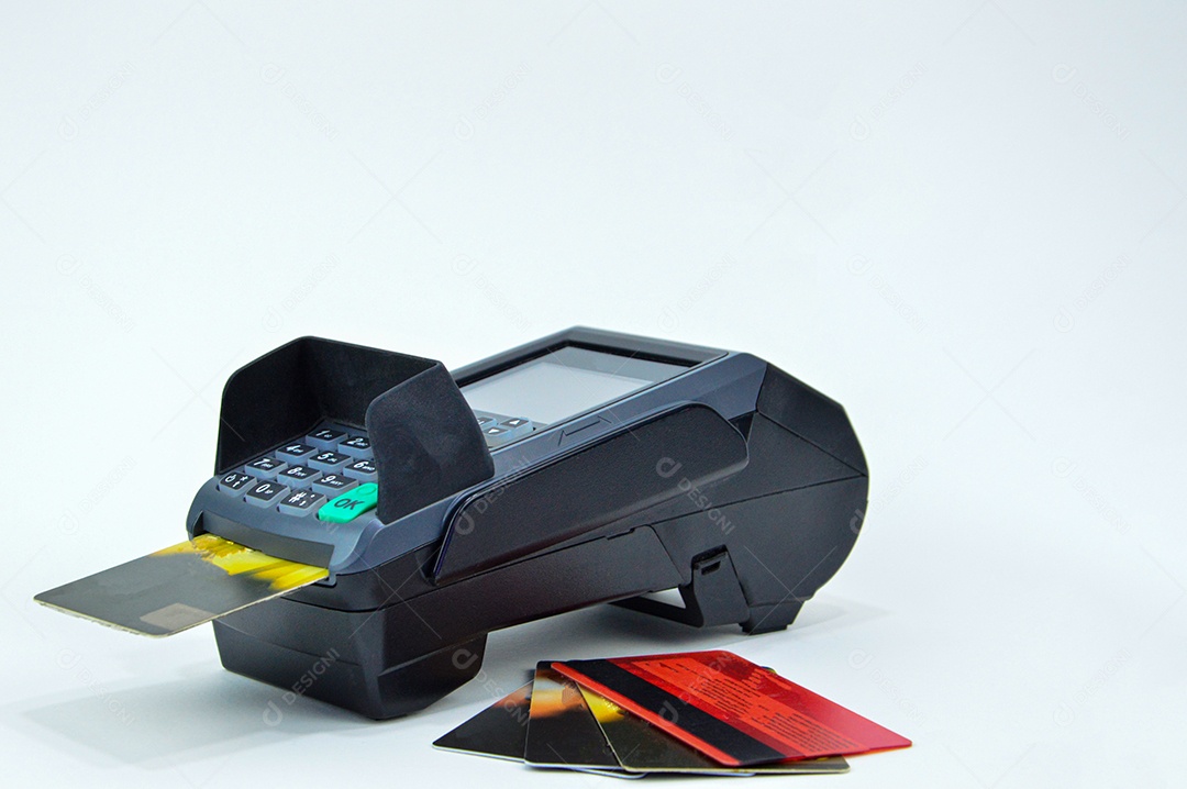 Estação de pagamento. dispositivo de pagamento separado em comércio eletrônico e negócios de fundo branco
