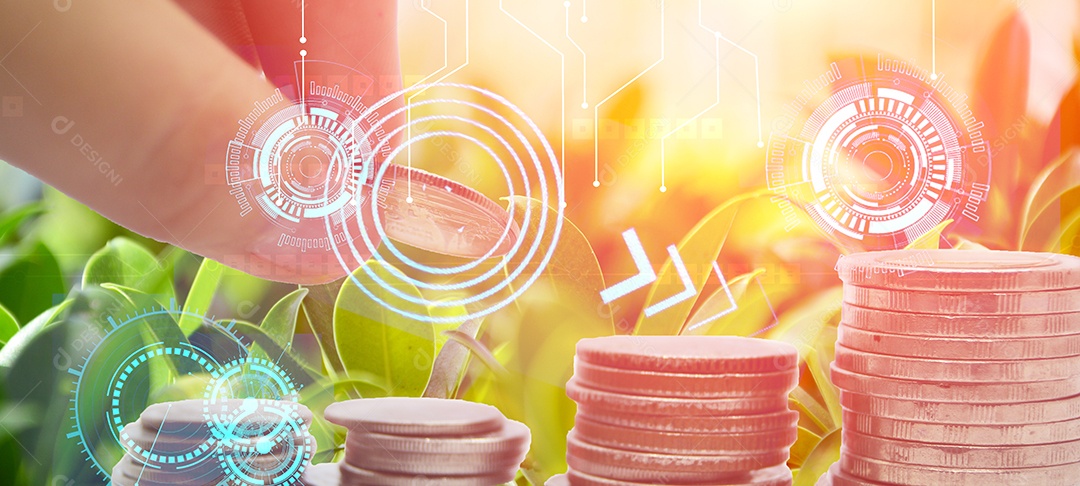 Conceito de inteligência artificial intervém nas finanças e no trabalho para as pessoas