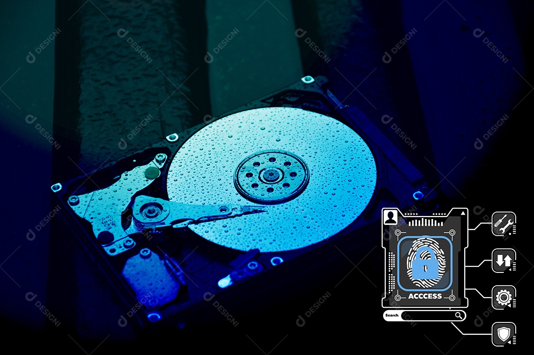 O disco rígido é um importante dispositivo de armazenamento, conceito de proteção de dados com segurança.