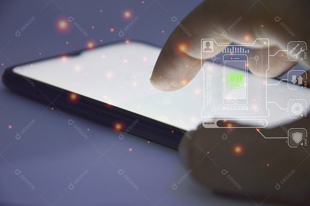 Conceito de smartphone que exige segurança avançada, uso de senha para login