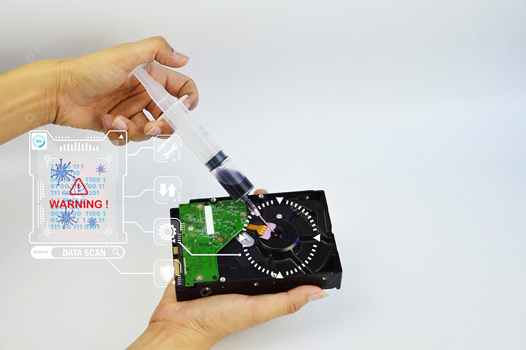 Conceito Quando os dados do computador estão infectados por um vírus, pode ser difícil corrigi-los.