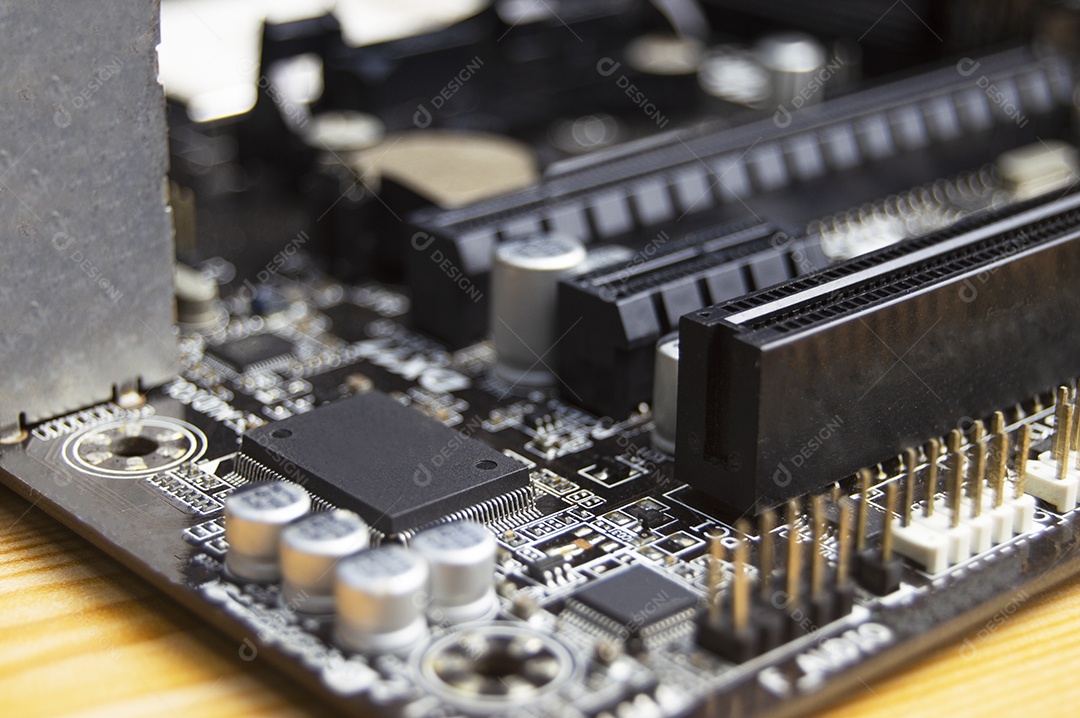 Vista superior aproximada da placa mãe