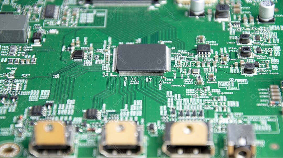 Vista superior da placa mãe eletrônica reparo