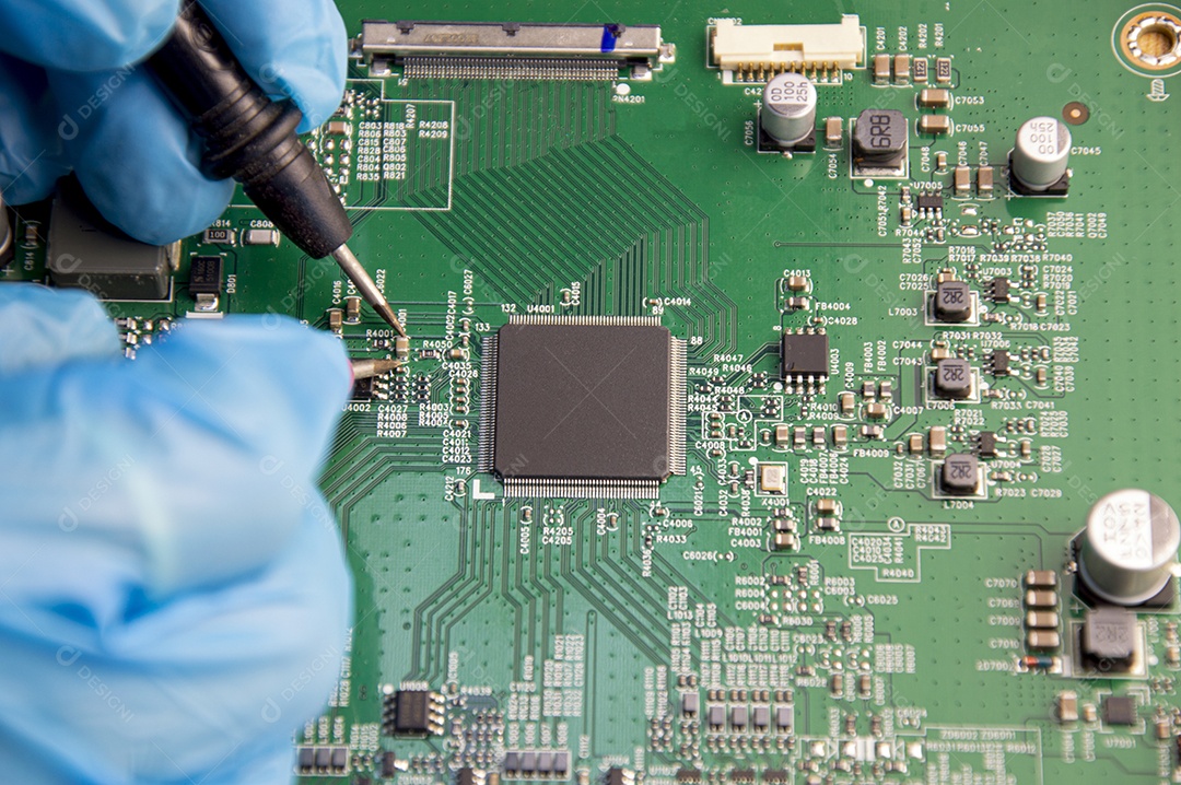 Vista superior da placa mãe eletrônica reparo da placa mãe