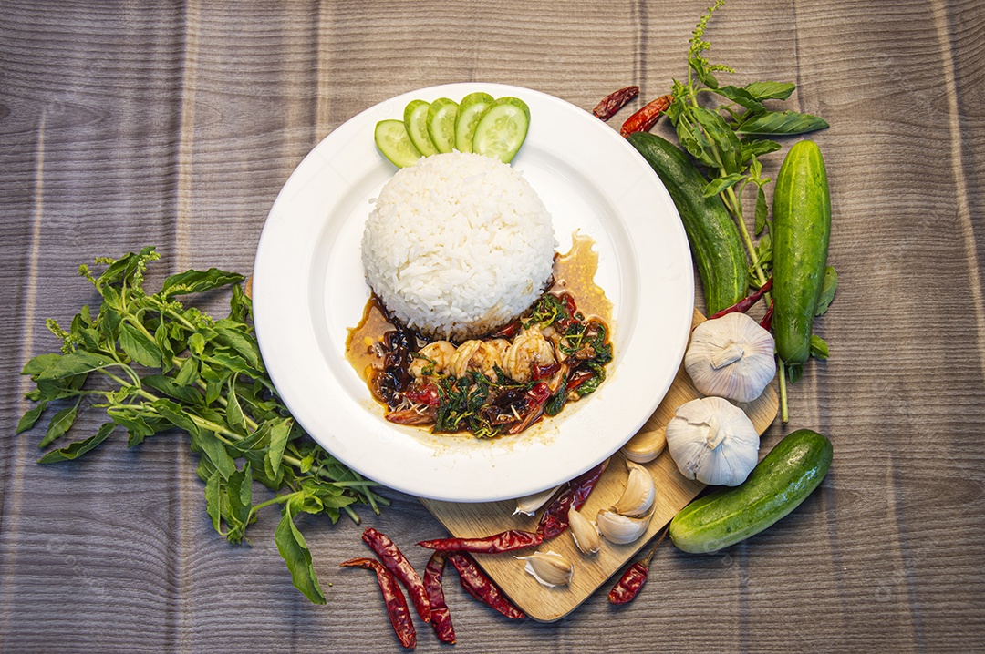 Camarão comida tailandesa