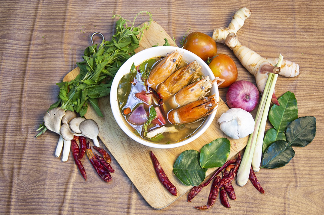 Tom Klon camarão de rio comida tailandesa